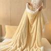 Thick Jacquard Lamb Wool Blanket Solid Color Double-Layer Keep Warm Carved Blanket Multi Functional Leisure Nap Quilt for Office
