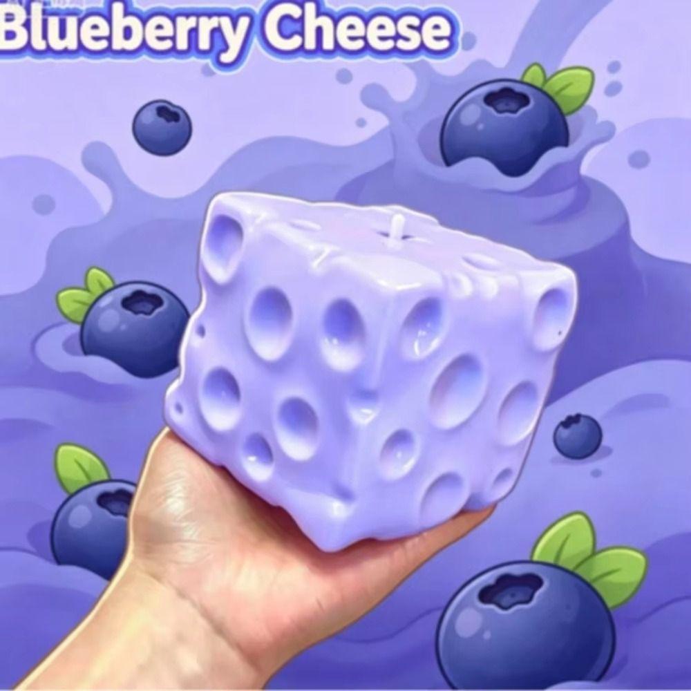 Non-Bounce Blueberry Cheese Squishy Super Soft Sensory Fidget Ball Cheese Cube Ball Children Gifts