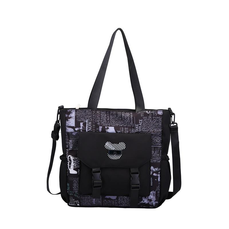 

Студенческая косметичка большой вместимости для поездок на работу и занятий, женская нейлоновая переносная сумка через плечо с принтом чёрный