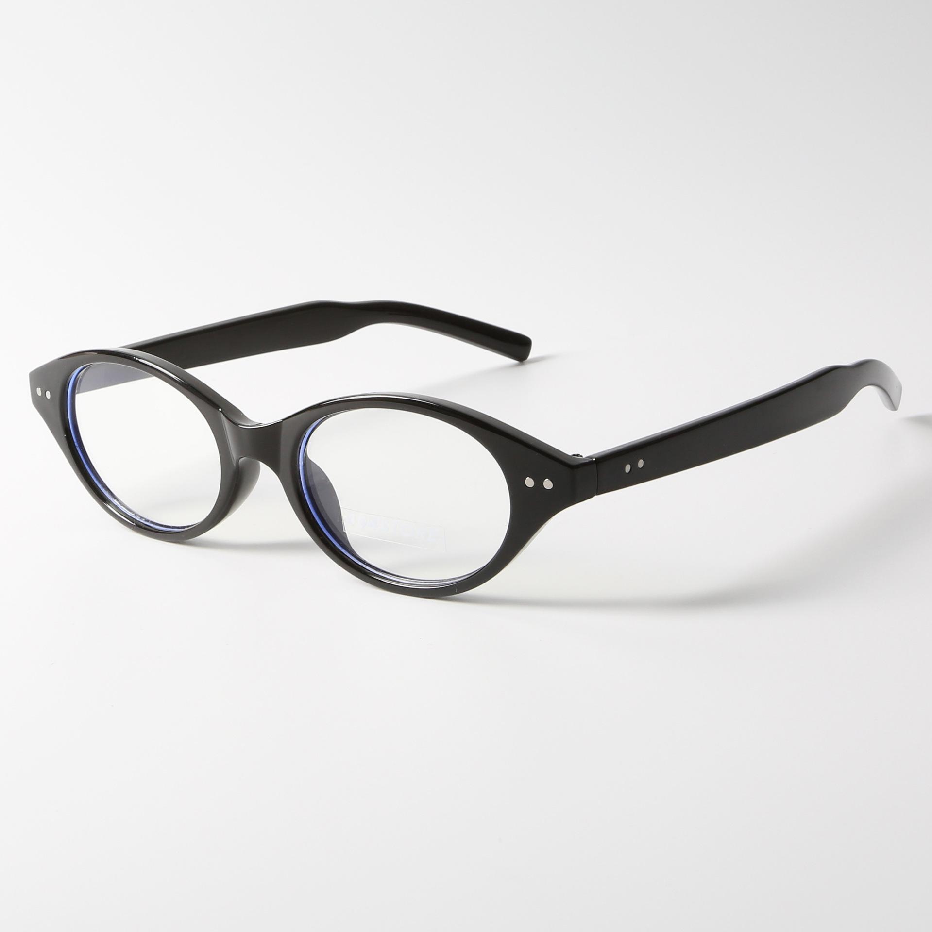 

Gm Те же модные маленькие овальные интеллектуальные простые очки можно подобрать с диоптрийной оправой для ботанов для женщин с высокой миопией Anti-blue flat mirror чёрный