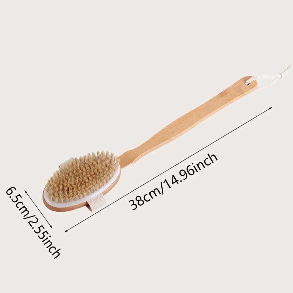 1PC - Wooden Long Handle Detachable Back Rubbing Massage Bath Brush