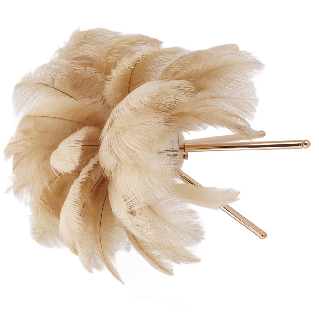 Feather Table Lamp USB Rechargeable Ostrich Feather Desk Light with Gold Tripod for Bedroom 40Pcs