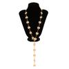 Temperament Fashion Bow Cross Necklace Simple Imitation Pearl Tassel Long Section Collarbone Chain
