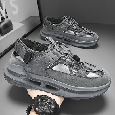Sandles For Men Rubber Shoes Sport Man Summer Sandals Leather Italian Men’s Beach Tennis Yzy Fashion Hollow Out Lace-Up Slippers