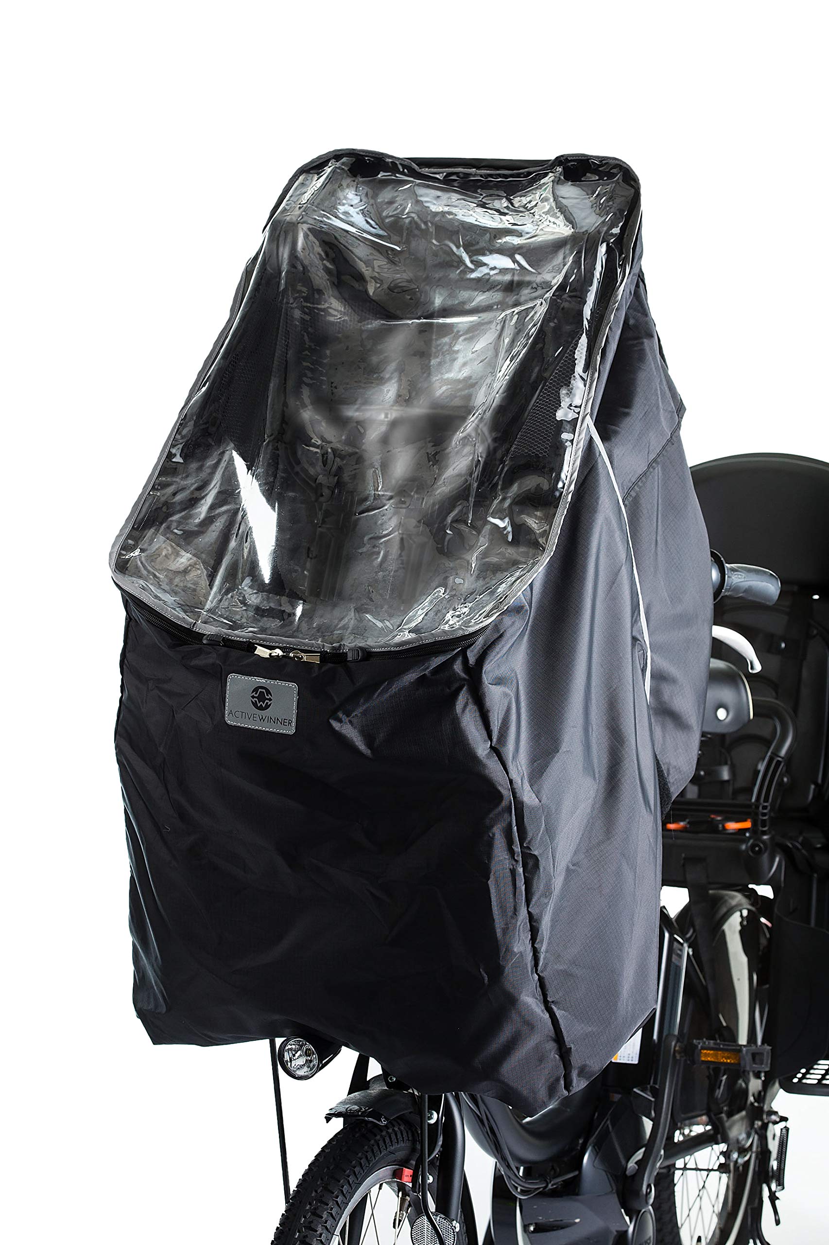 

Active Winner Child Seat Rain Cover for Bicycle (Front Mount, Water-Repellent, with Storage Bag)