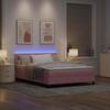 LED Box Spring Bed with LED Light Strips Pink 140 x 200 cm Velvet