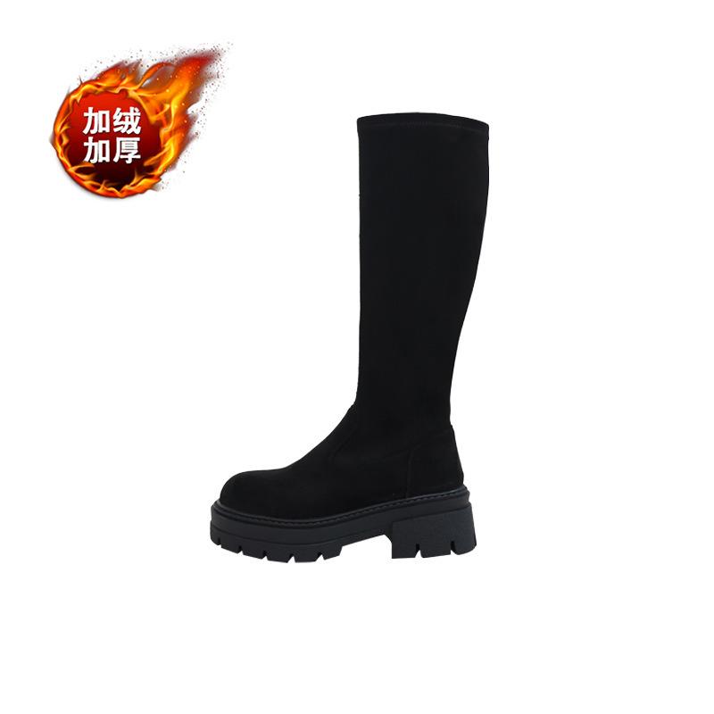 But Knee Suede Boots Children Thick-soled Autumn and Winter New Thin Elastic Long Tube Flat Bottom