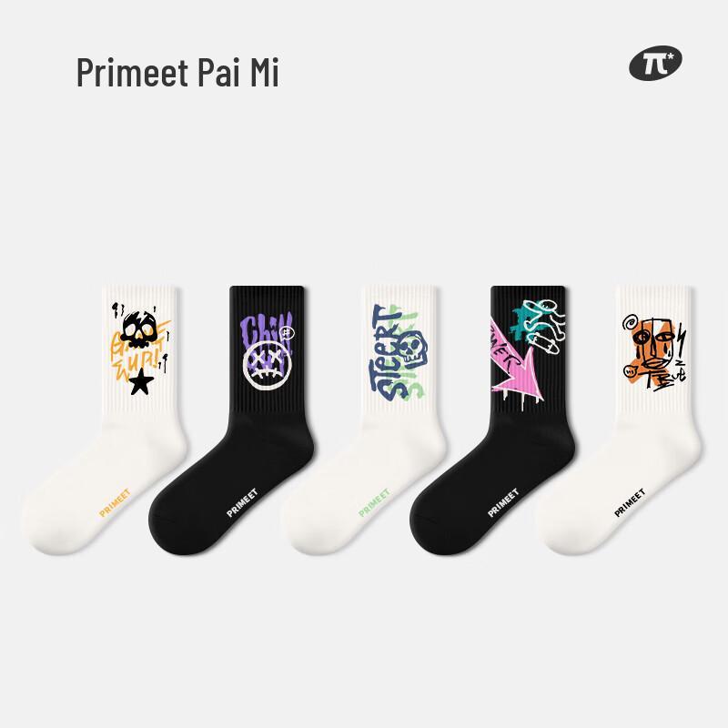 PRIMEET Men s Graffiti Mid-Tube Sports Socks One Size (EU 39-44)