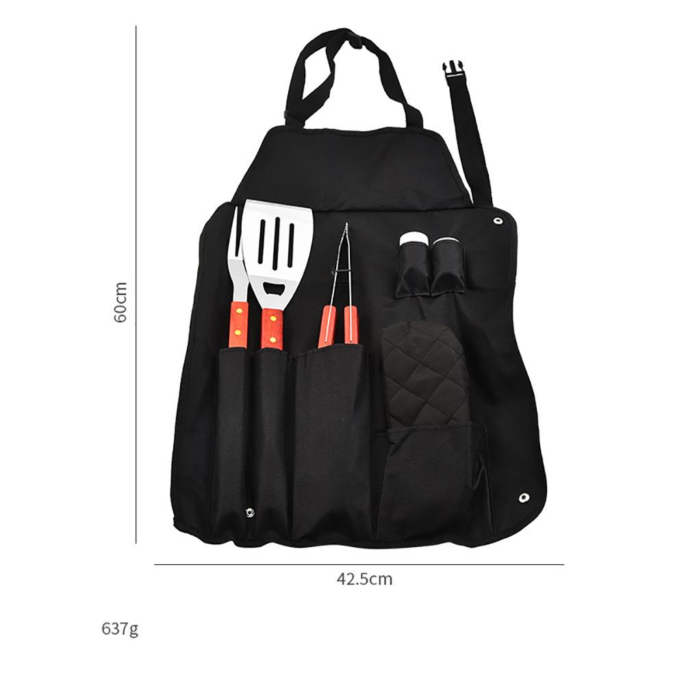 8PCS Barbecue Tools Set Stainless Steel with Storage Bag Apron Grilling Accessories for Outdoor Indoor Party Camping