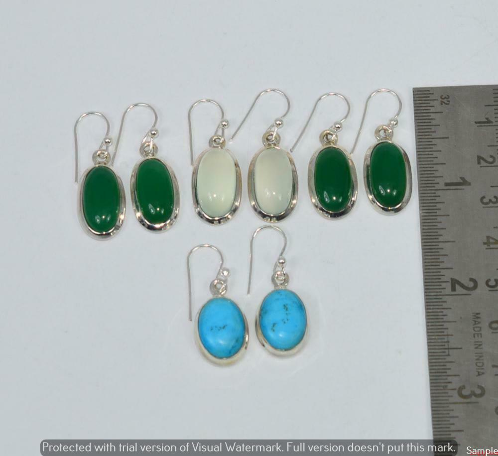 

5 Pr Green Onyx & Mix Earring Lots Серьги с покрытием из стерлингового серебра 925 пробы LE-17-654