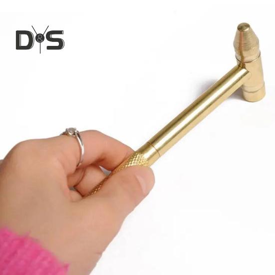 6-in1 Small Hammer with 3 Screwdriver Heads Compact Design Portable Brass Hammer Screwdriver Multifunctional Tool