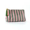 PVC Striped Cosmetic Bag Fringe Trim Waterproof Zipper Closure Portable Makeup Pouch Lightweight Toiletry Case for Travel