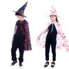 Blood Printed Halloween Blood Costume Cosplay Props Horror Cape Witch Cloak Hat Set  Decoration