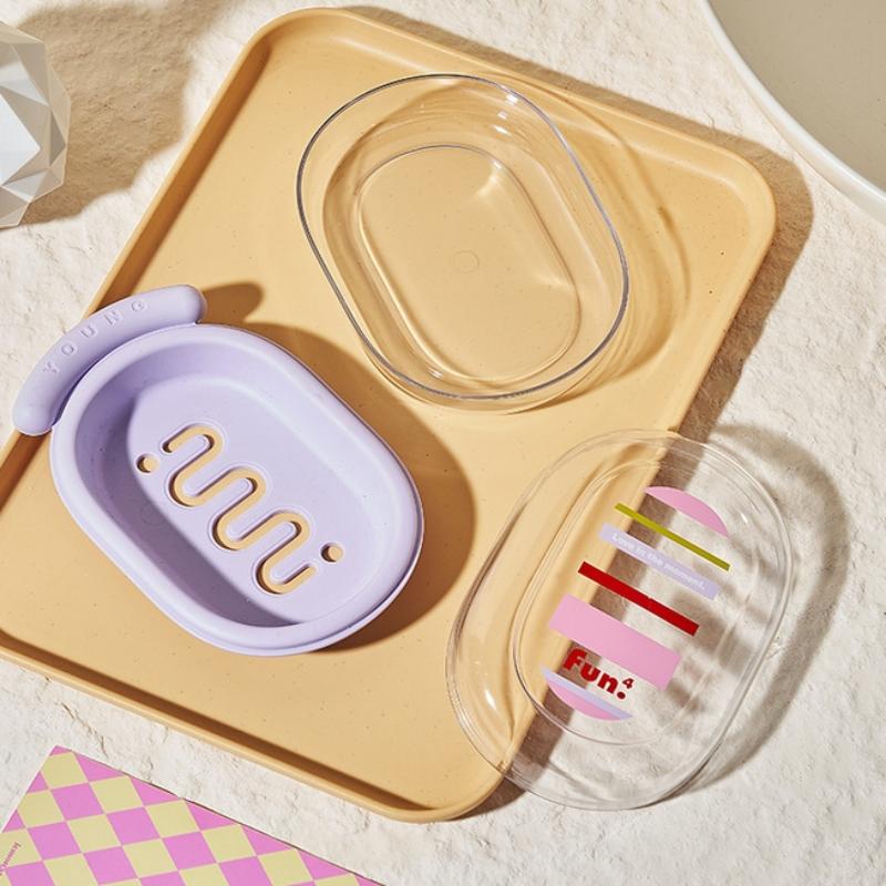 Cartoon Tragbare Seifenschalen Doppellagige Plastik-Seifenbox Haushalts-Badezimmer Ablage Seifenschale Badezimmer-Seifenbox Mit Deckel