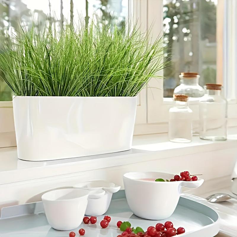16PC Lush Green Outdoor Faux Shrubs Home Decor Fake Tall Grasses Home Office Decor Realistic Plastic Plants Indoor 3 Sizes