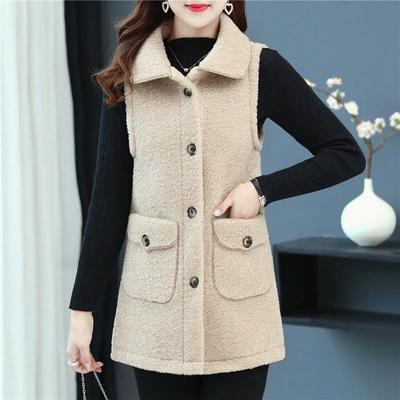 Damen Ärmellose Weste Jacke für Herbst/Winter, Sweatshirt für mittleres und älteres Alter, einfarbige Weste mit Taschen und Kragen für Mütter mittleren Alters