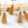 10pcs Mini Broom Witch Straw Broom 2024 Halloween Decoration Costume Props Dollhouse Accessories Halloween Party Kids Gift