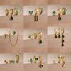 3PCS Exquisite Green CZ Zircon Water Drop Gold Color Earrings Set for Women Dainty Stackable Piercing Earring Luxury Jewelry