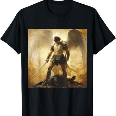 Camiseta de San Miguel Derrotando a Satanás Arcángel Espiritualidad