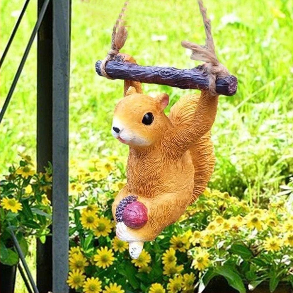 Cute Squirrel Statue Pendant Cartoon Miniatures Figurine Crafts Animal Sculpture  Outdoor