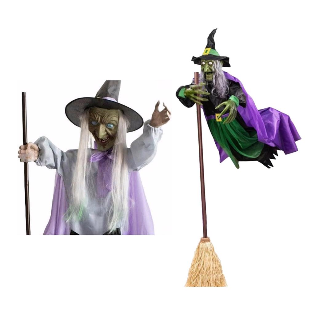 Animated Floating Witch Decoration With Sound & Touch Activated Jaw Movements For Halloween Party Home Garden Decors
