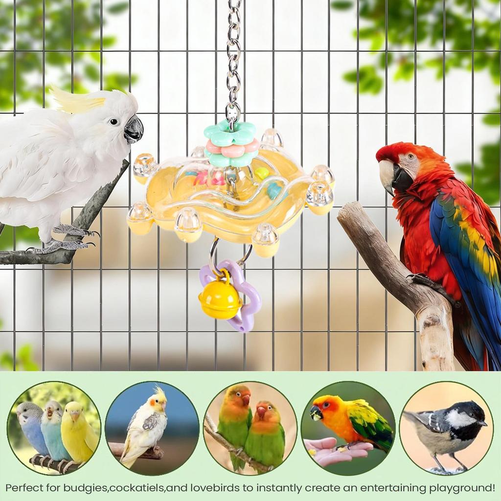 Bird Toys Fun Bite-Resistant Pet Chewing Supplies Colorful Parakeet Toys Wheel For Macaws Lovebird Conures Cockatiels Finches