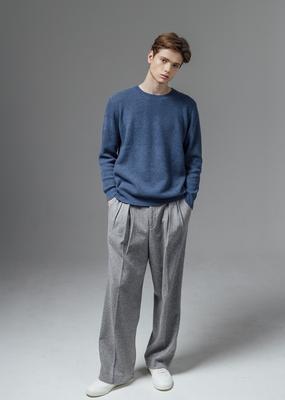 Moseu Wool Wide Elastic Banded Jogger Pants_Light Gray