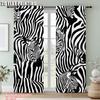 2Pc,  Window Curtains Black And White Stripe Blackout  Polyester Party Decorations Perfect For Holiday Parties