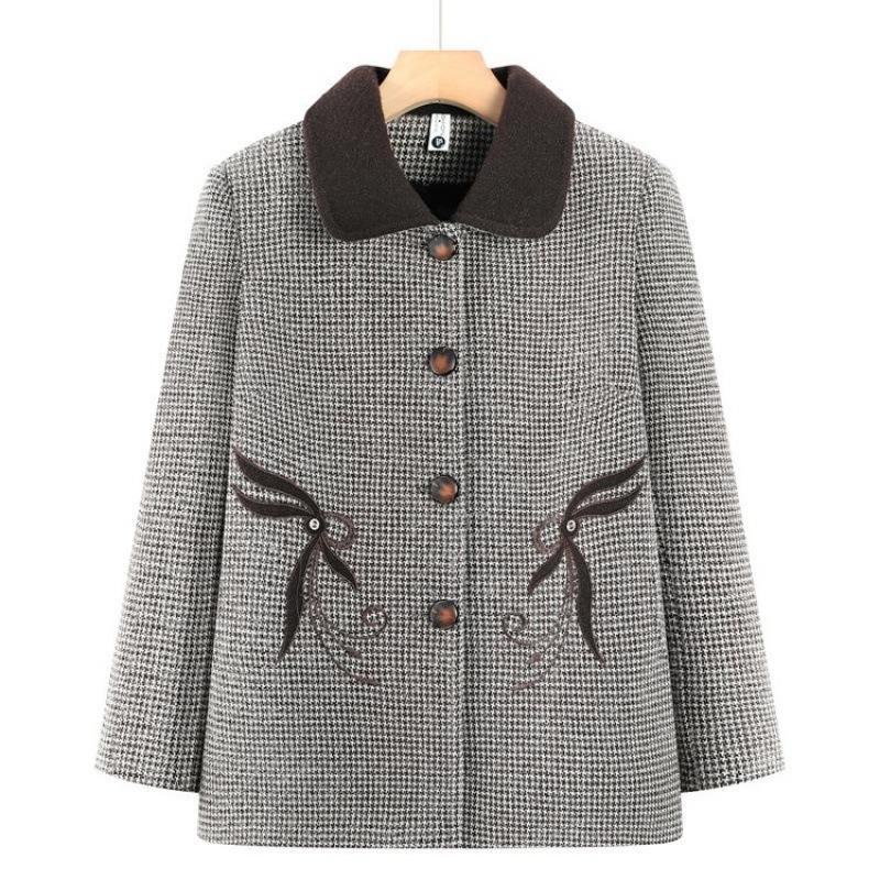 

Women s autumn and winter woolen jacket, plush warm winter top, old lady clothes 5XL [Recommended 150-80 kg]