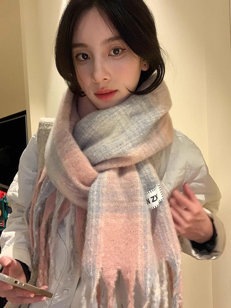 Scarf women's winter new Maillard atmosphere Korean imitation cashmere warm scarf extended shawl dual-purpose