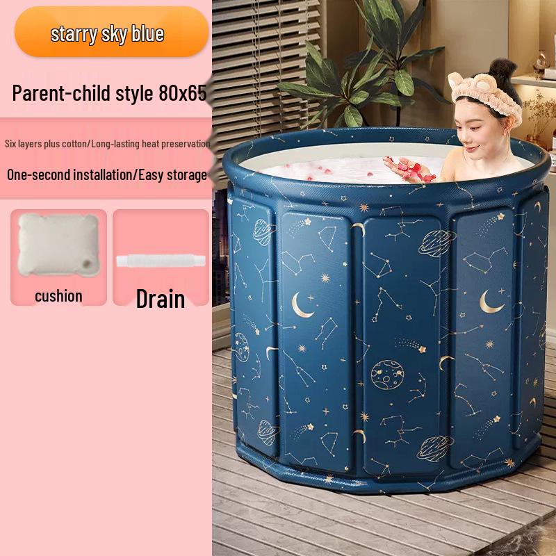 Foldable No-Installation Thickened Cotton-Padded Soaking Tub for Adults