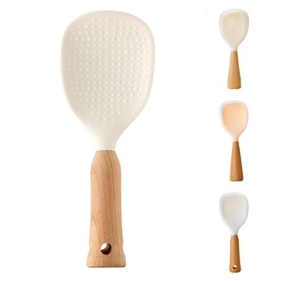Silicone Rice Spoon for Cooker Ergonomic Handle Spoon Scratch-Resistant Non-Stick Essential Kitchen Utensil for Serving Mixing