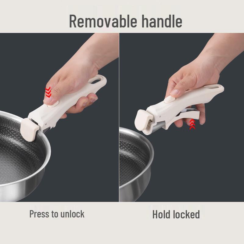 HUIHUADU Non-stick Stainless Steel Cookware with Detachable Handle 21CM