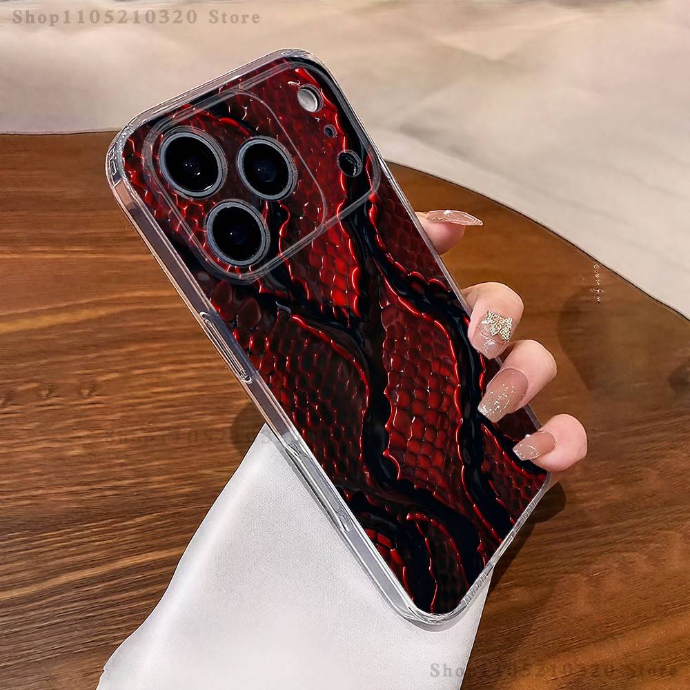 Snakeskin pattern Art Phone Case iPhone17 16 15 14 13 12 11 Pro Max Plus Mini Clear Full Back Cover Silicone Soft Shell