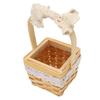 Woven Flower Hand Baskets with Handle Plastic Layer DIY Bow Decoration Weddings Rattan Basket for Office Fruit Store