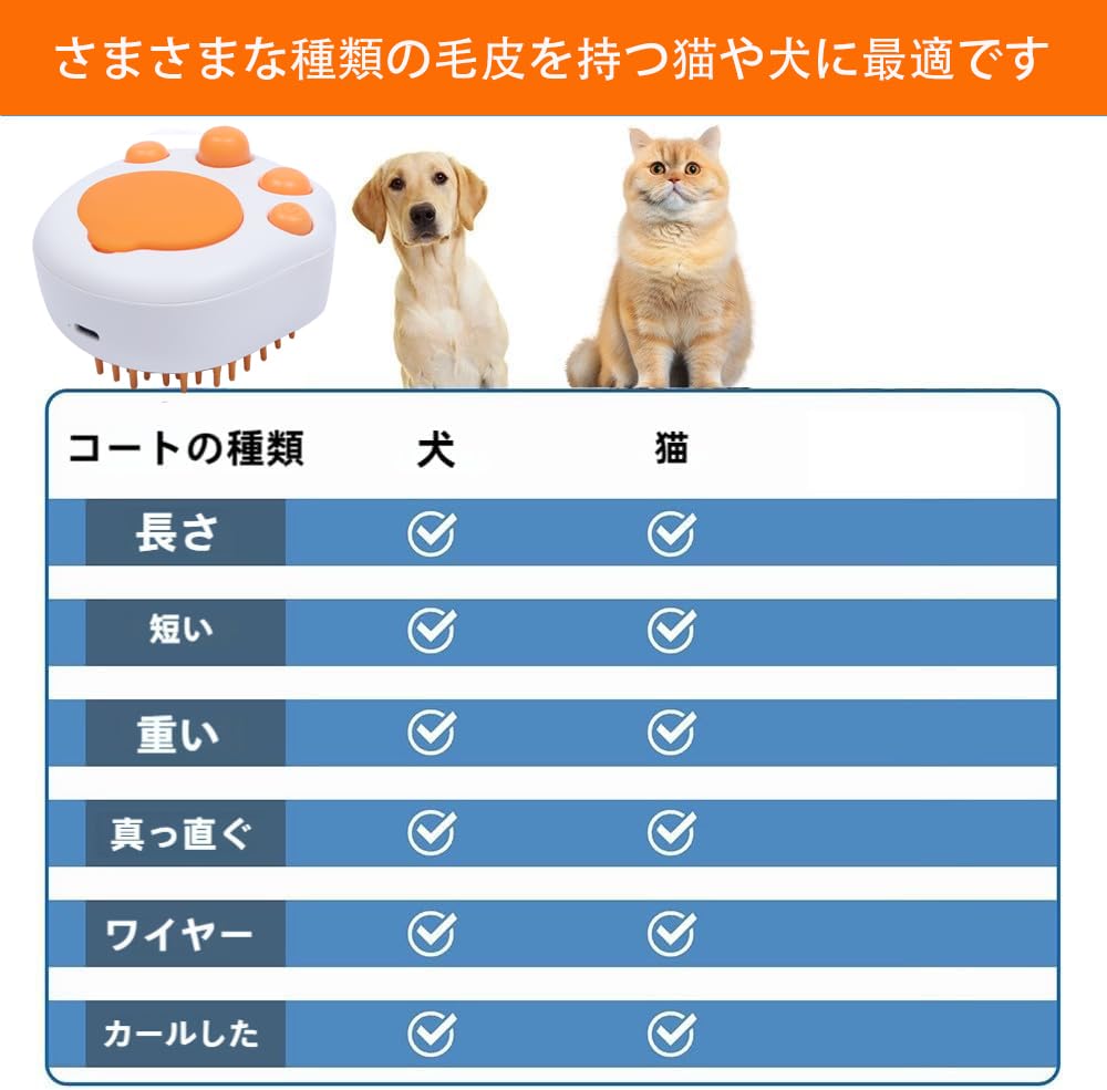 Cat Steam Cat Dog Pet Cat Hair for Long and Dogs and Water LED Blue Hair Removal White 4-in-1 Multi-Function Brush, Brush, Brush, Brush, Brushing,