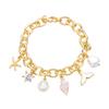 Beach Bracelet Imitation Pearls Shell Starfish Pendant Coastal Style Bracelet Lightweight Vacation Bracelet Jewelry Gift