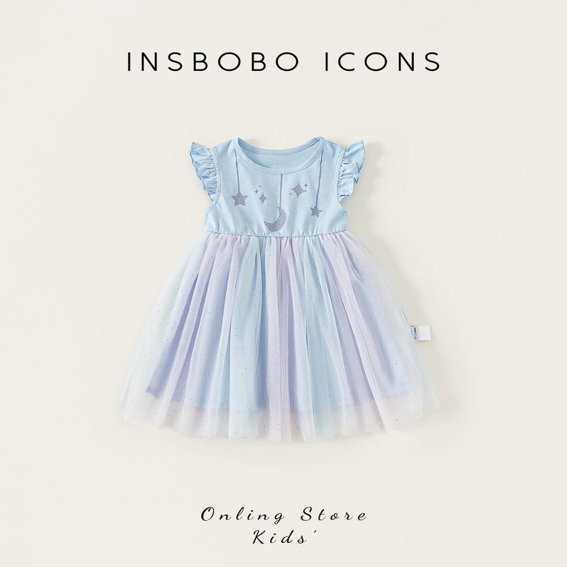 Insbobo Girls  Dress One-Year-Old Baby Girl Dress Summer Kidsren s Princess Dress Baby Summer Dress Fashionable Dress Blue 130