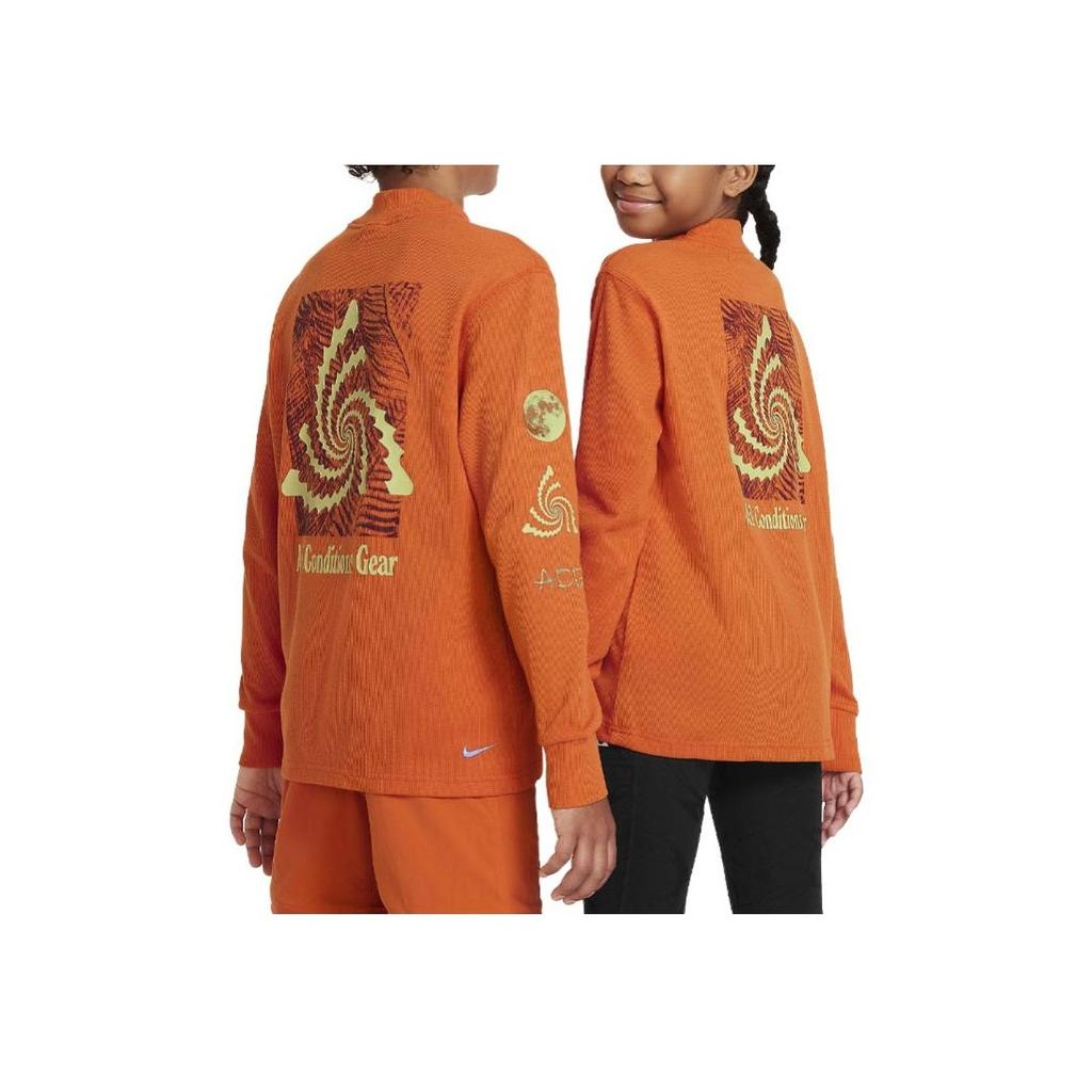 Nike Letter Half High Neck Pullover Long Sleeve Sweatshirt Kids sweatshirt Orange FD3153-893