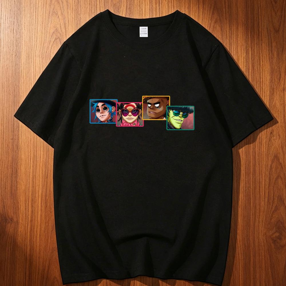 Gorillaz cotton tshirt teen Graphic korean clothes harajuku Gothic top tees Graphic Yk graphic Digital korean clothes Punk