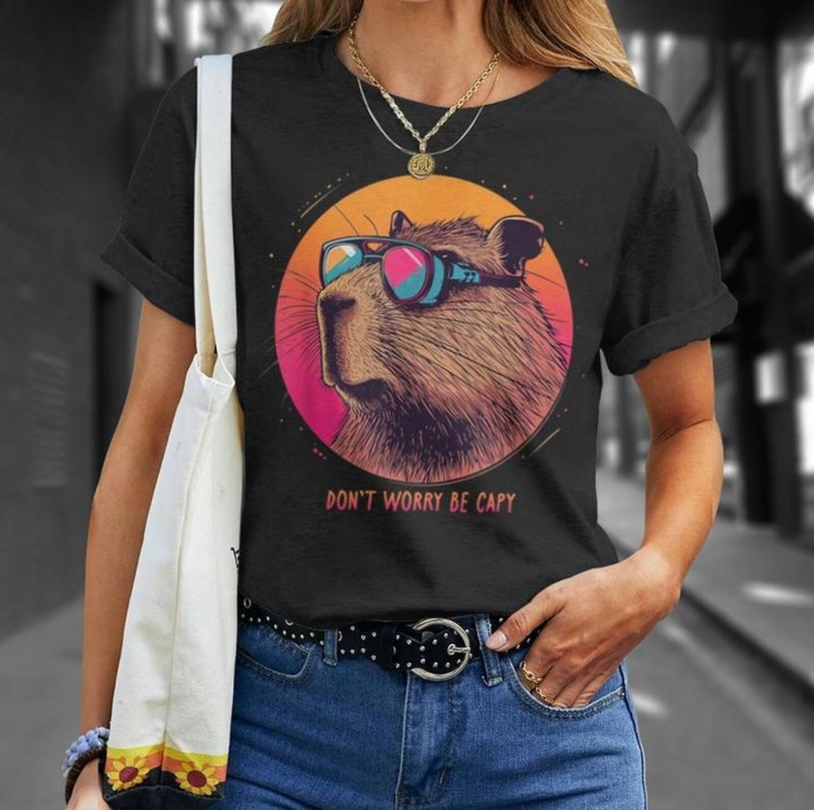 Capybara Dont Worry Be Capy Cute Be Happy Capybara T-Shirt S