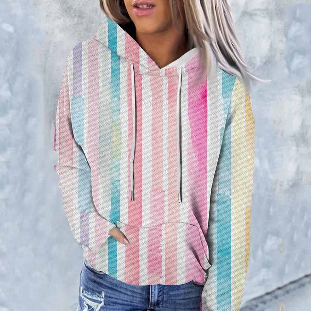 Ladies Fashion Casual Long Sleeve Tie-dye Printed Hoodie