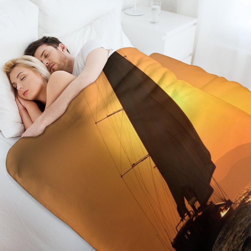 sunset sail Throw Blanket Warm Throw Blanket Gift for Anniversary