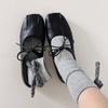 Retro Pleated Round Head with Mary Jane Shoes, Femininity Versatile Flat-soled Ballet Shoes, Shallow Mouth Soft-soled Single Shoes