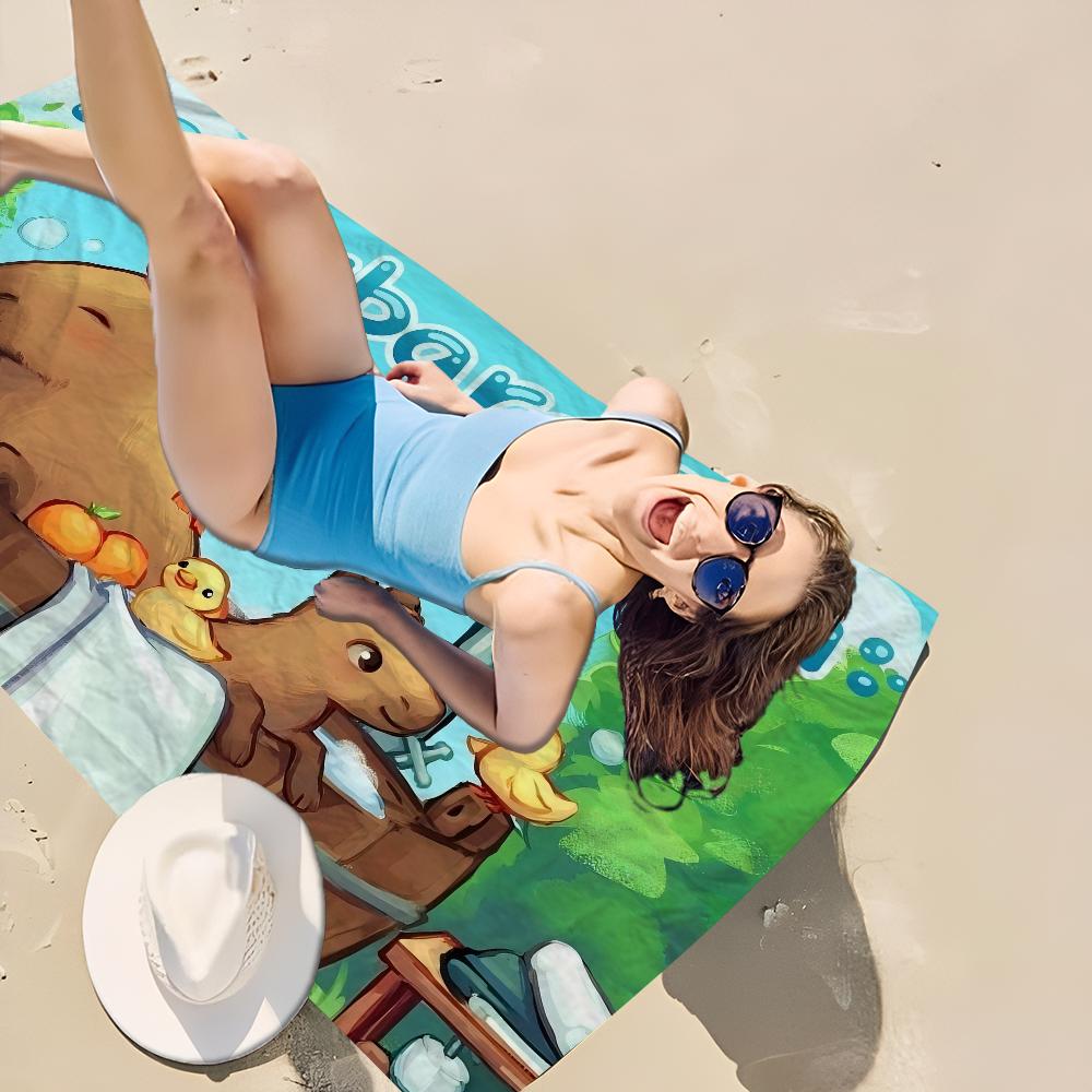 Cartoon Capybara Big Microfiber Beach Towels Quick Dry Towel Sand Beach Towels Pool Towel for Travel Swim Pool Yoga