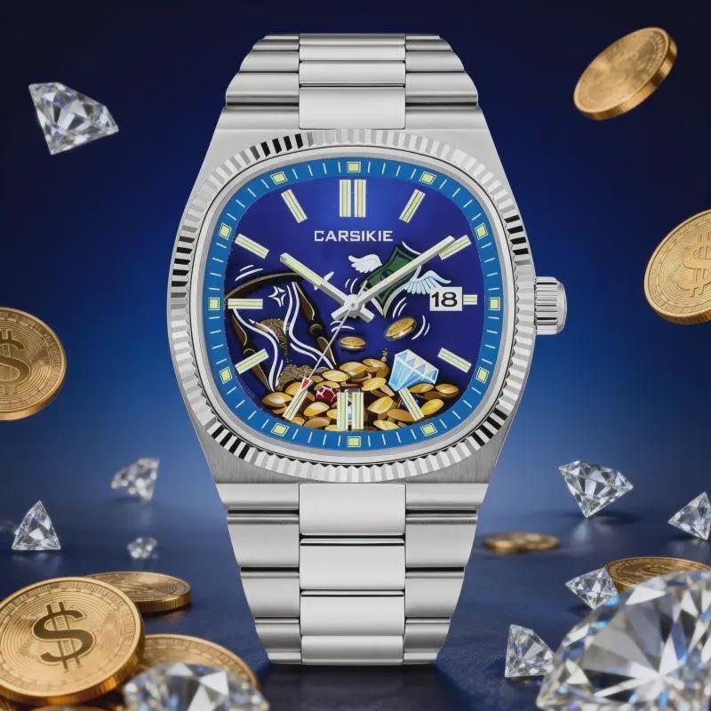 Luxury Comic Cartoon Dial Square Quartz Men's Watch Casual Calendar Stainless Steel Waterproof Sport Men Watches Clock