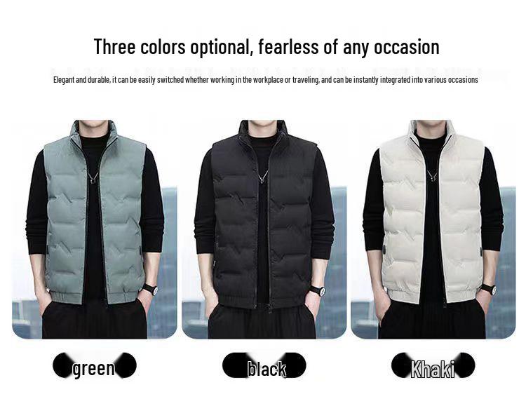 Men's White Duck Down 80% Lightweight Stand Collar Vest - Fashionable, Versatile, and Warm.