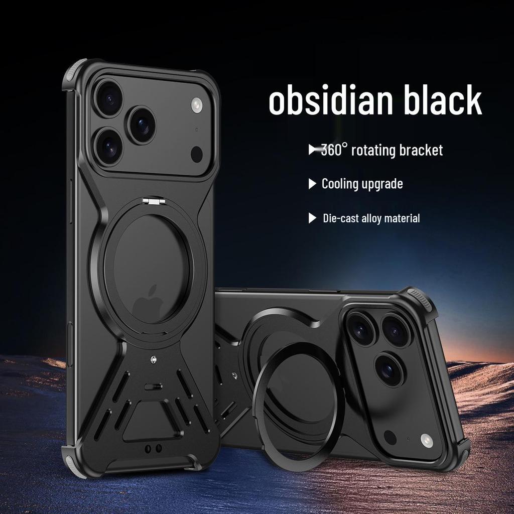 iPhone 17 Pro Max Magnetic Rotating Aluminum Phone Case - Drop-Proof, Heat Dissipating, Cross-Border Compatible