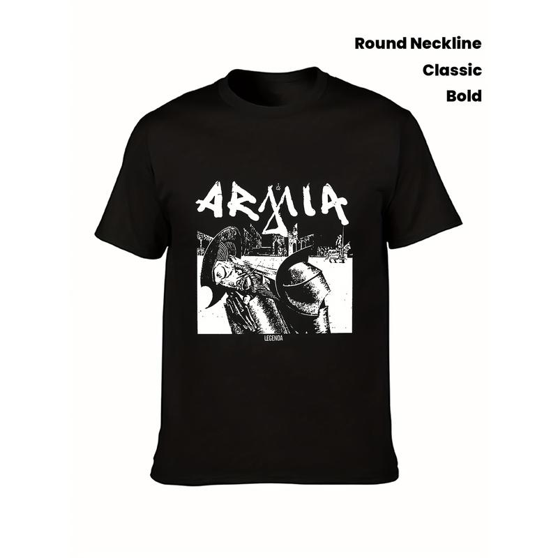 Armia Legenda Herren Heavy Metal Grafik T-Shirt | Schwarzes Band-Shirt für Konzerte, Freizeitkleidung, Maschinenwaschbar, Normale Passform, Rundhalsausschnitt, Leichte Dehnbarkeit