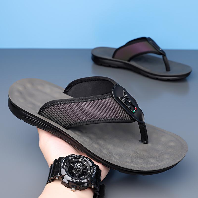 Fashion New Men's Breathable Mesh Flip Flops Soft Sole Comfortable Beach Sandals Lightweight Quick-Dry Slippers for Summer Outdoor Flats